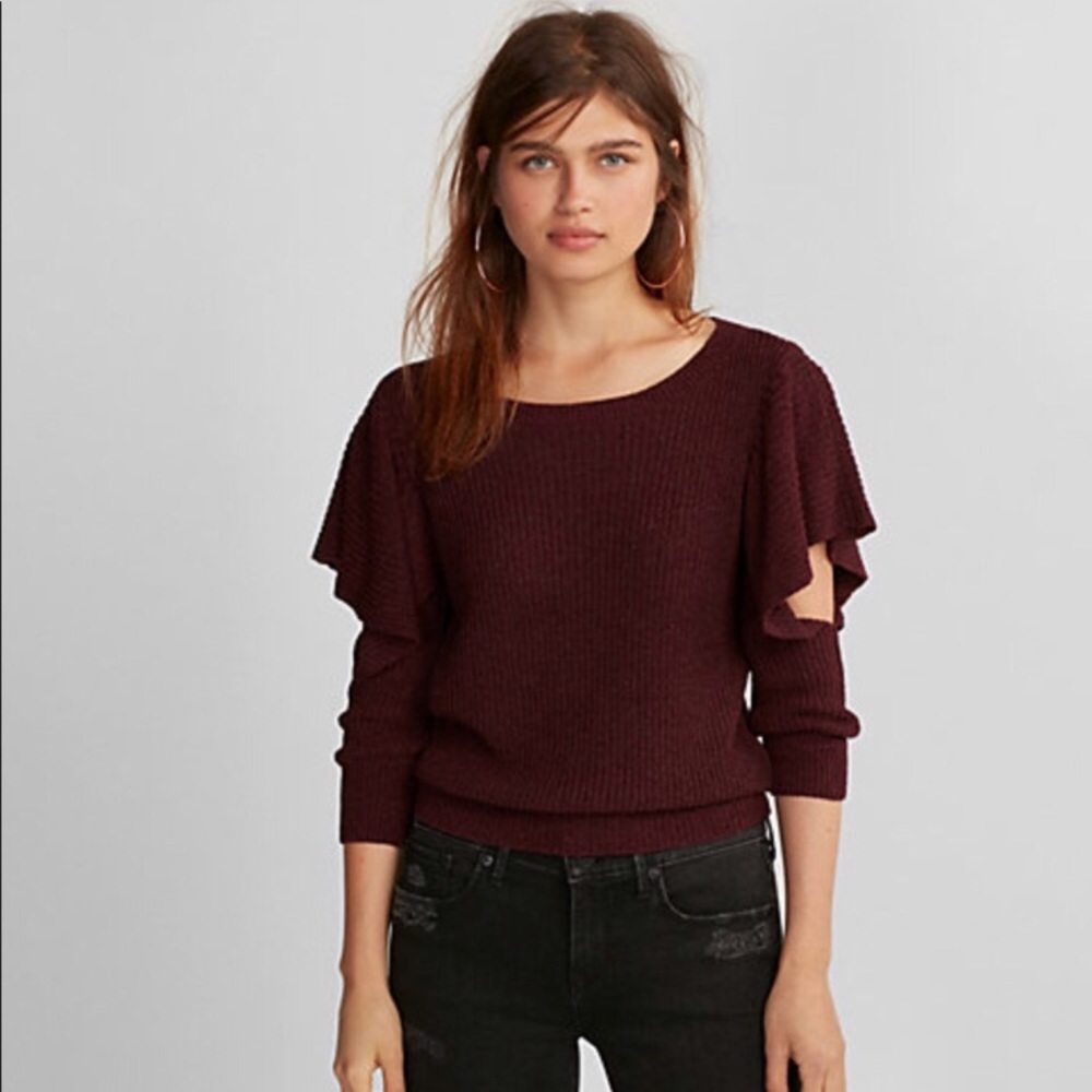 Express Flutter Cold Shoulder Sweater - image 5